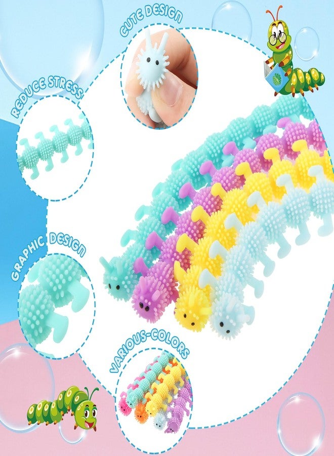 Silipull 24 Pcs Caterpillar Stretchy Strings Toy Colorful Fidget Worm Fidget Sensory Add, ADHD or Autism, Relaxing Toys(9.8 Inches,Colorful Worm) - Image 4